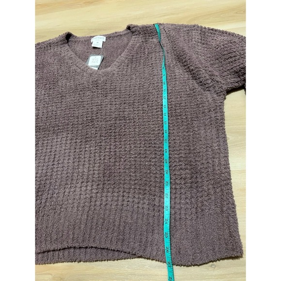 Softies Women's Waffle Marshmallow V-Neck Luxe Lounge Set, Size 2x/3x Driftwood - Picture 5 of 11